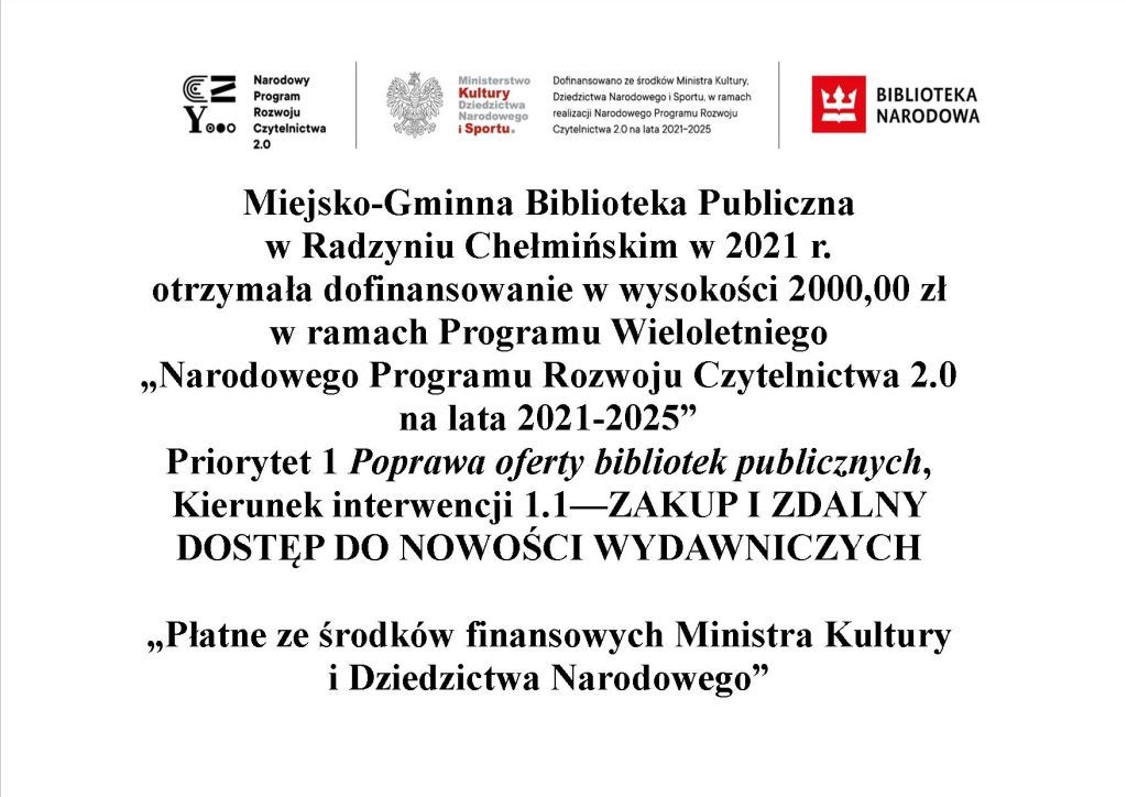 Nagroda dla Biblioteki Publicznej w Radzyniu Chełmińskim 